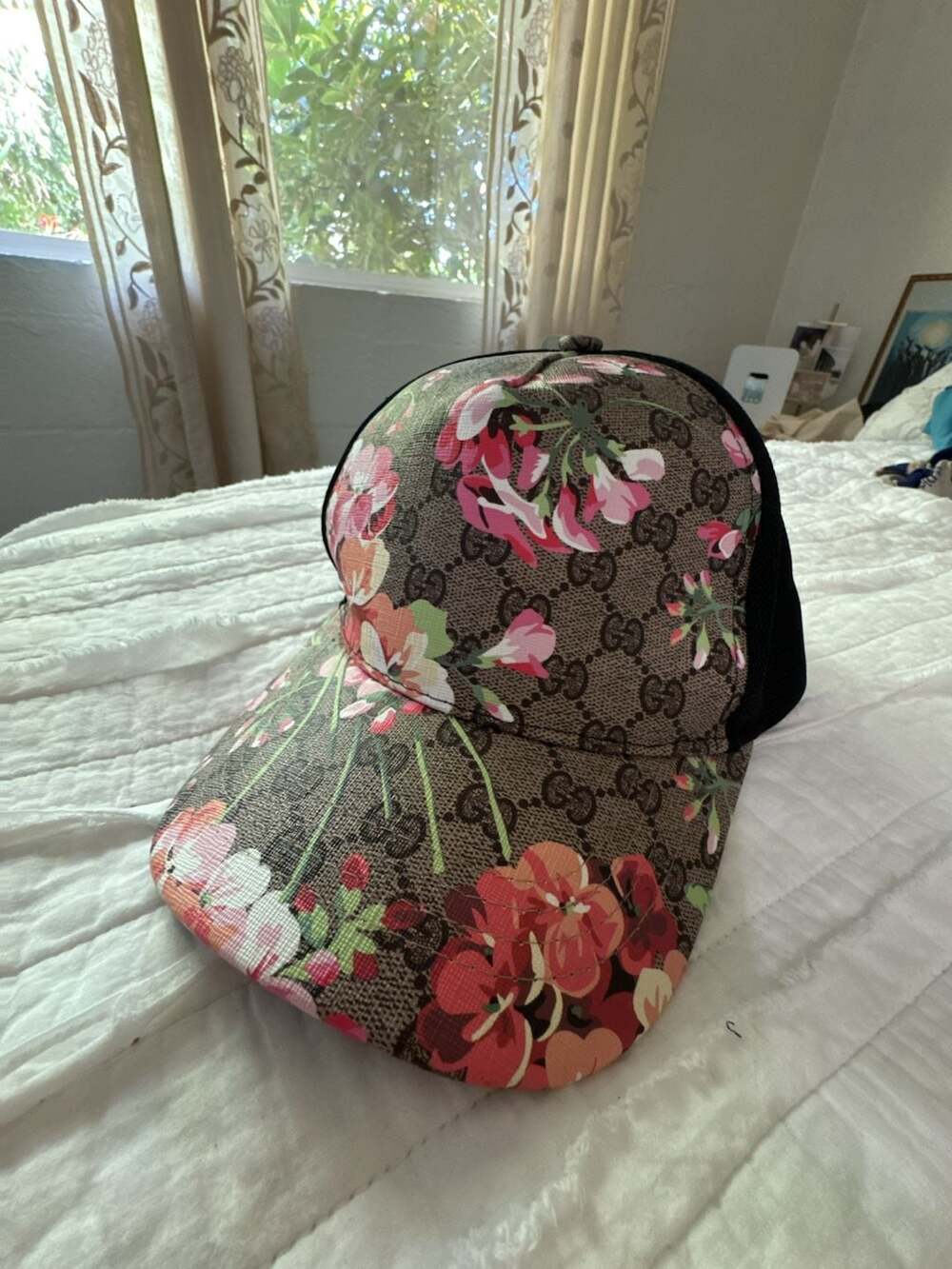 Gucci GG Blooms Supreme Floral Print Trucker Hat Cap